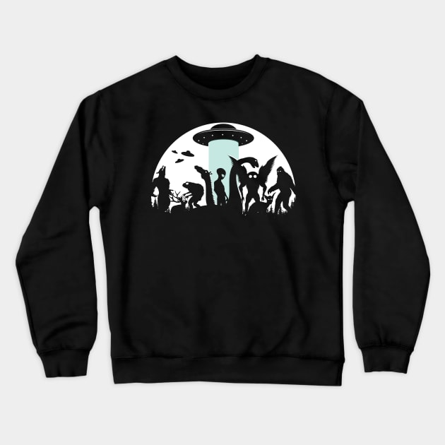 Bigfoot Ufo  Mothman And Cryptid Crewneck Sweatshirt by Tesszero